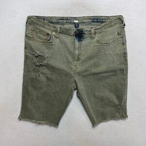 True Religion Denim Short Mens 44 Gray Distressed Ricky 12" Inseam